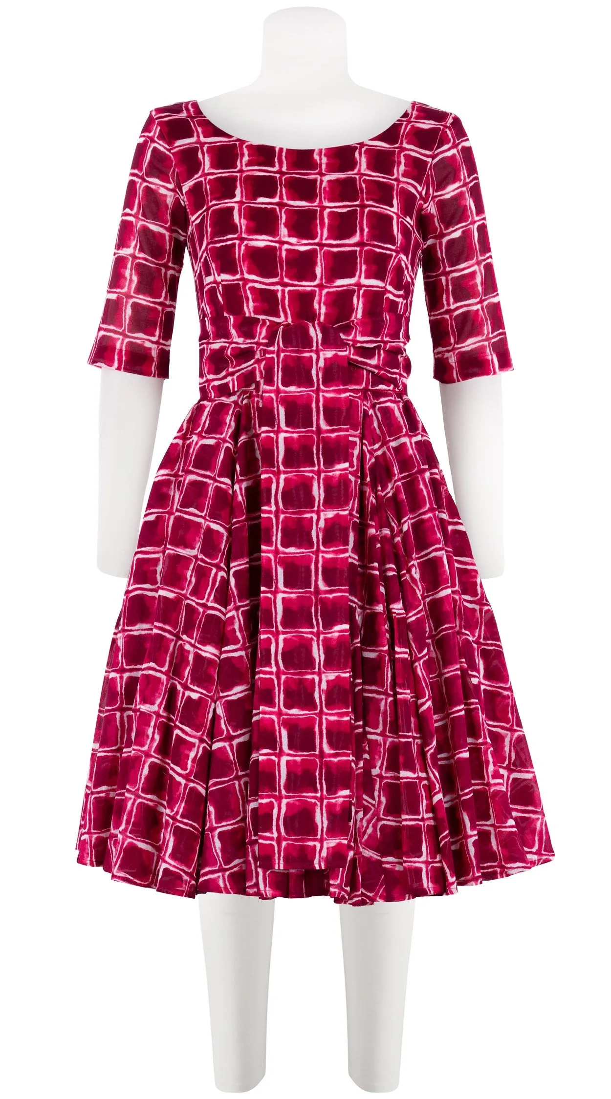 Birdy Dress #2 Boat Neck 1/2 Sleeve Cotton Musola (Shibori Square)