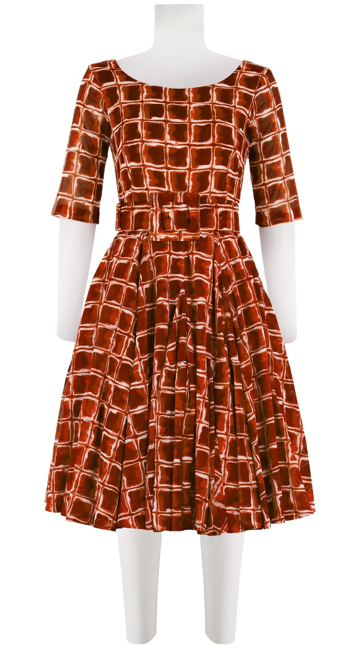 Birdy Dress #2 Boat Neck 1/2 Sleeve Cotton Musola (Shibori Square)