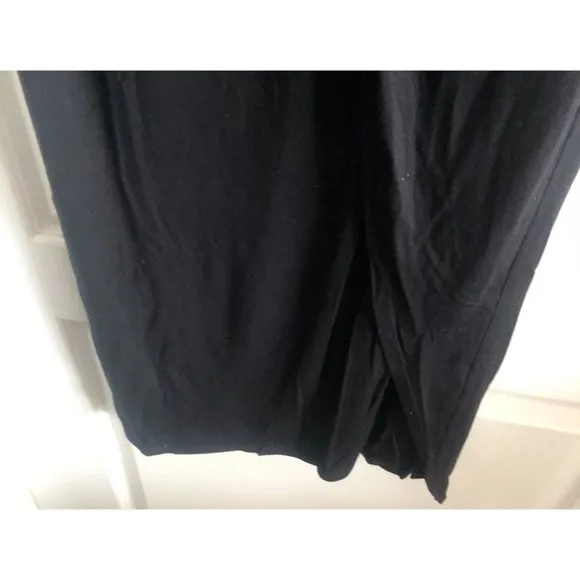 Bisou Bisou Solid Black Maxi Skirt Pull On Knotted Front Stretchy Slit Sz. M