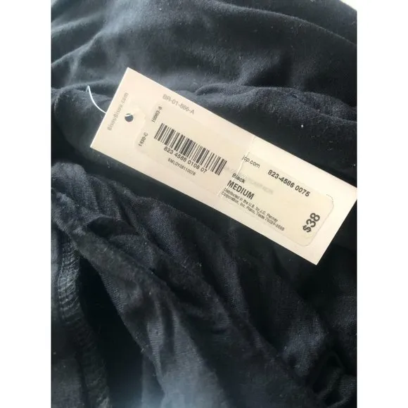 Bisou Bisou Solid Black Maxi Skirt Pull On Knotted Front Stretchy Slit Sz. M