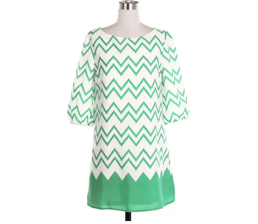 Black Chevron Blouse Dress