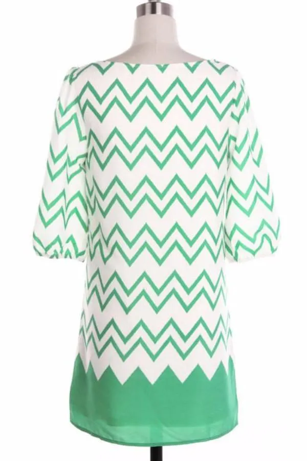 Black Chevron Blouse Dress