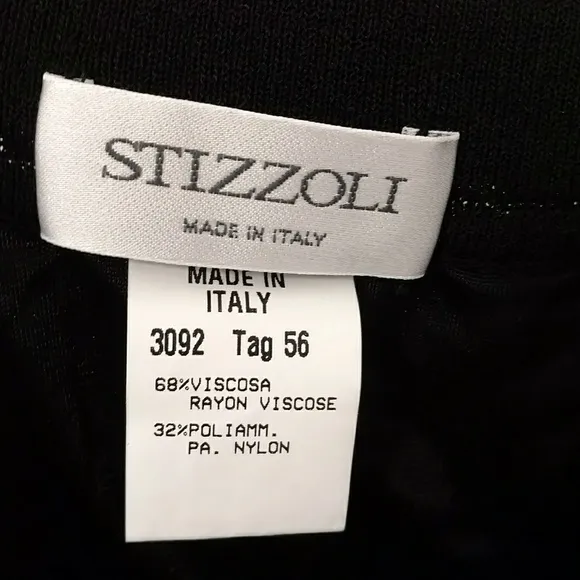 Black Knit Straight Midi Skirt Stizzoli Italy 22 High Quality Italian