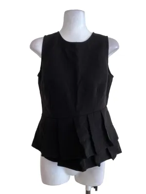 Black Pleated Bottom Sleeveless Blouse LB