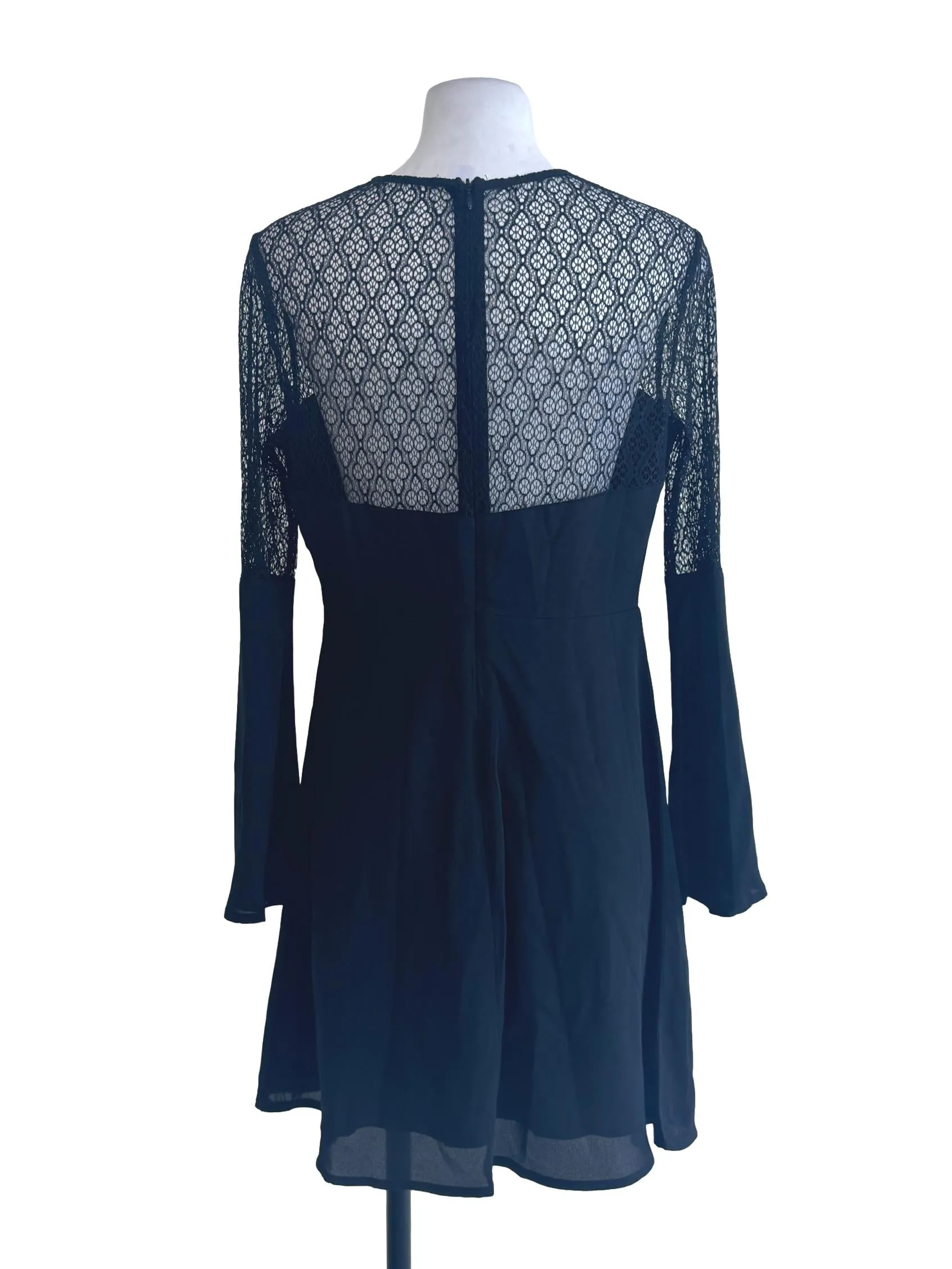 Black Round Neck Laced Dress