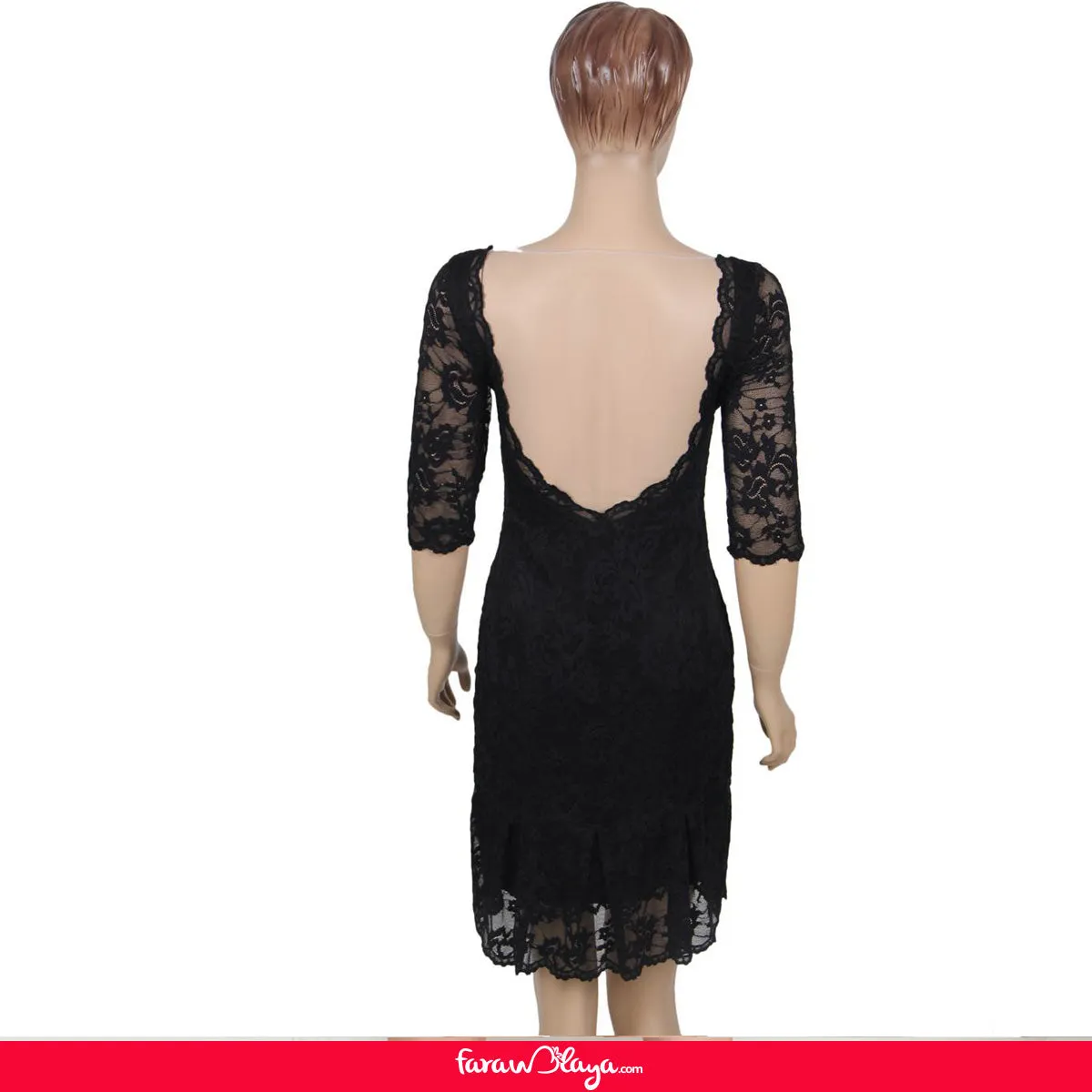 Black Sexy Round Neck Lace Bodycon Dress