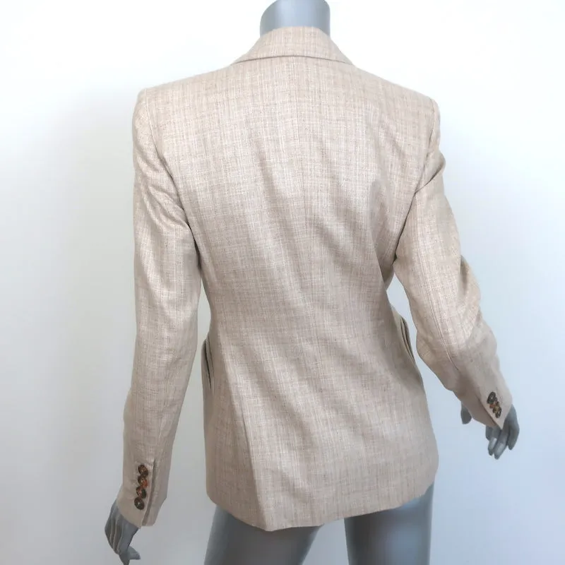 Blaze Milano Charmer Blazer Beige Silk Size 0 Double Breasted Jacket NEW