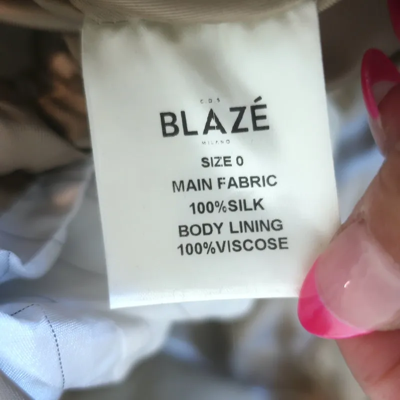 Blaze Milano Charmer Blazer Beige Silk Size 0 Double Breasted Jacket NEW