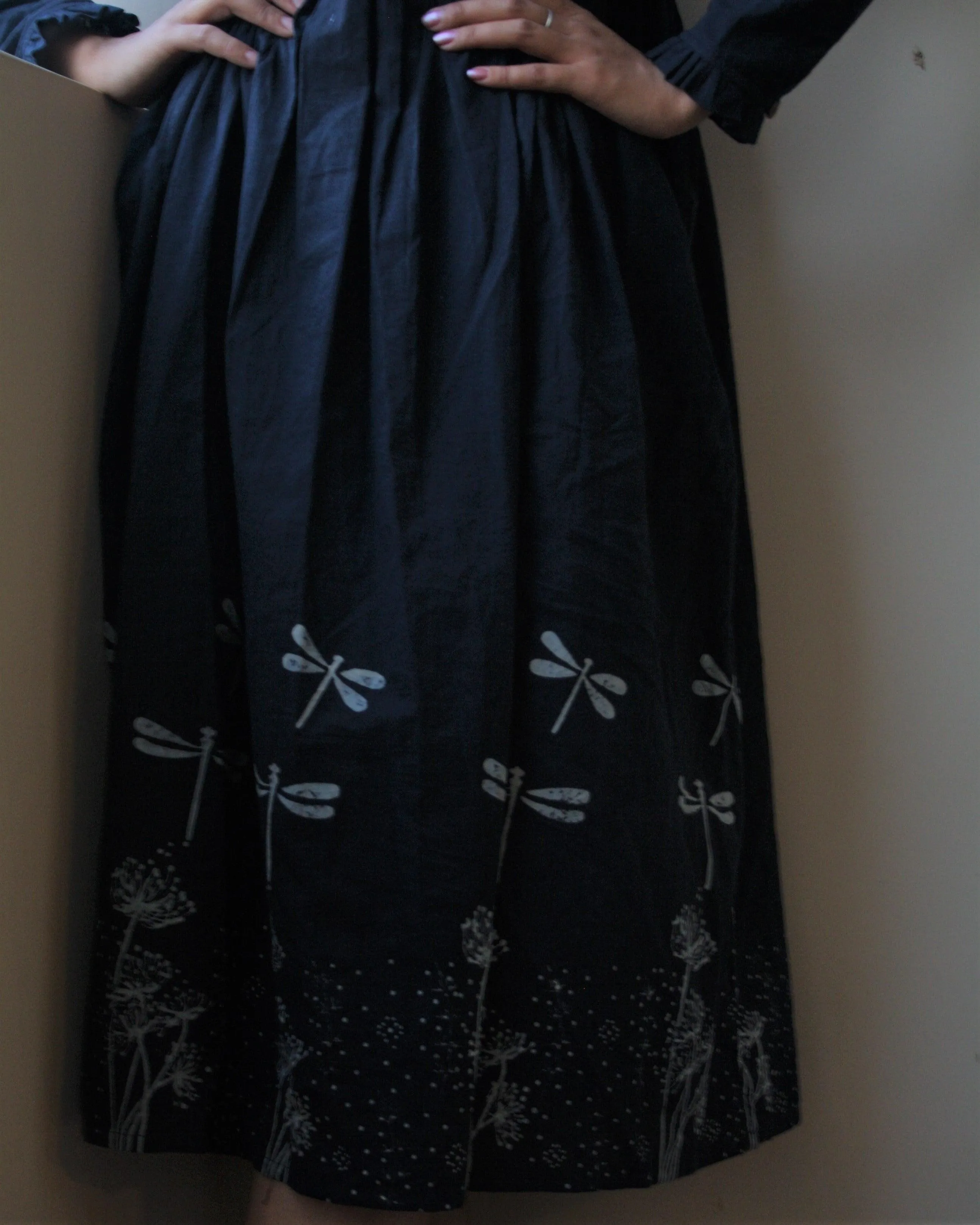 Blue Dragonfly Blockprinted Cotton Dress