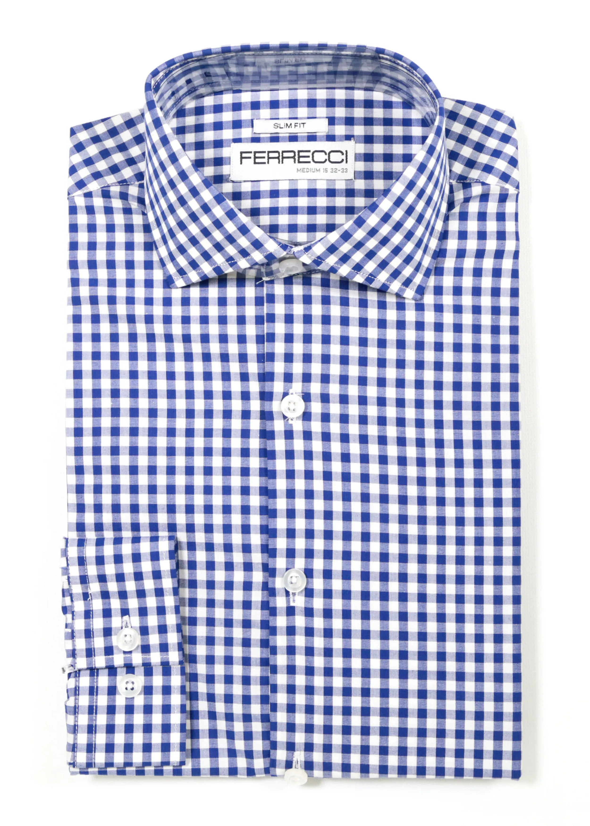 Blue Gingham Check Dress Shirt - Slim Fit