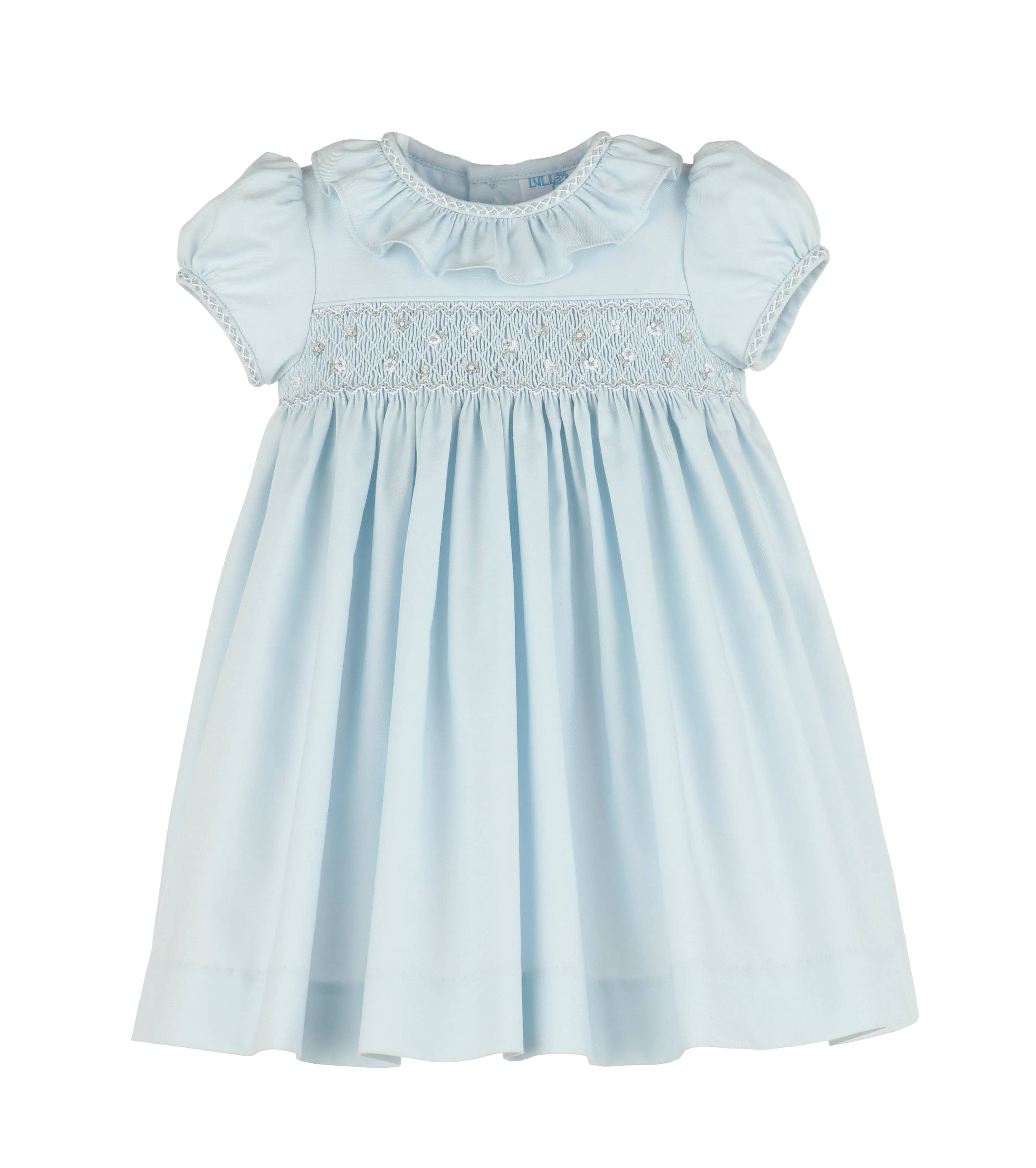 Blue Silverstone Ruffle Smock Dress