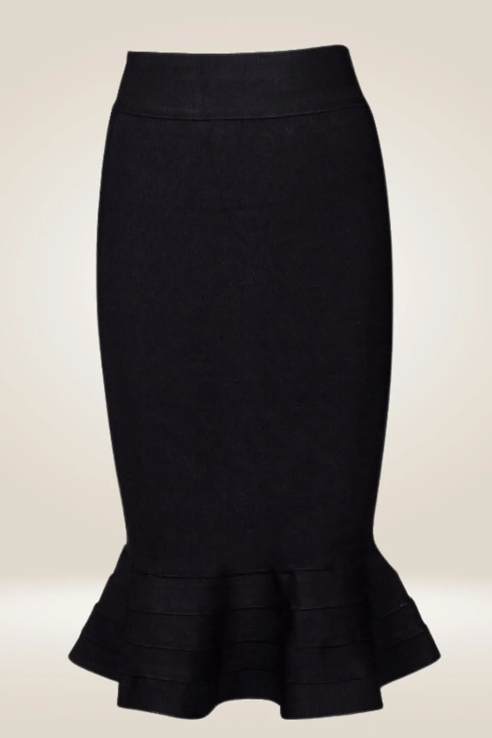 Bodycon Mermaid Black Midi Skirt