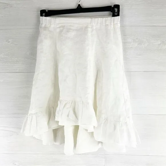 Bonpoint Jupe Gonna Rock Ruffle High Low Metallic Floral Linen Skirt