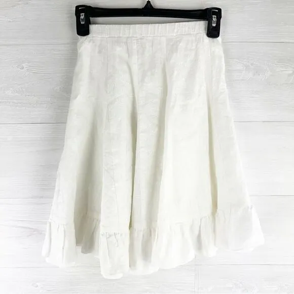 Bonpoint Jupe Gonna Rock Ruffle High Low Metallic Floral Linen Skirt