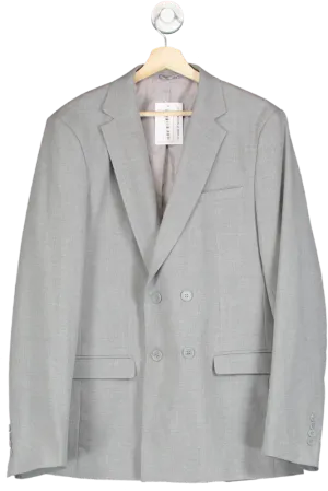 boohooMan Grey Double Breasted Jacket 42r UK L