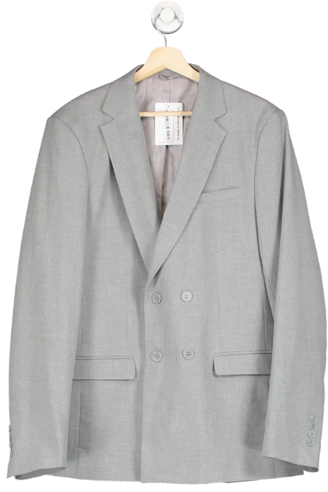 boohooMan Grey Double Breasted Jacket 42r UK L