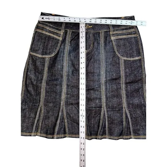 Boom Boom Jeans Tailored Denim Skirt Womens XL Dark Wash Vintage Y2K