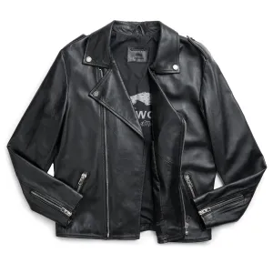 BORAH BIKER LEATHER JACKET - BLACK