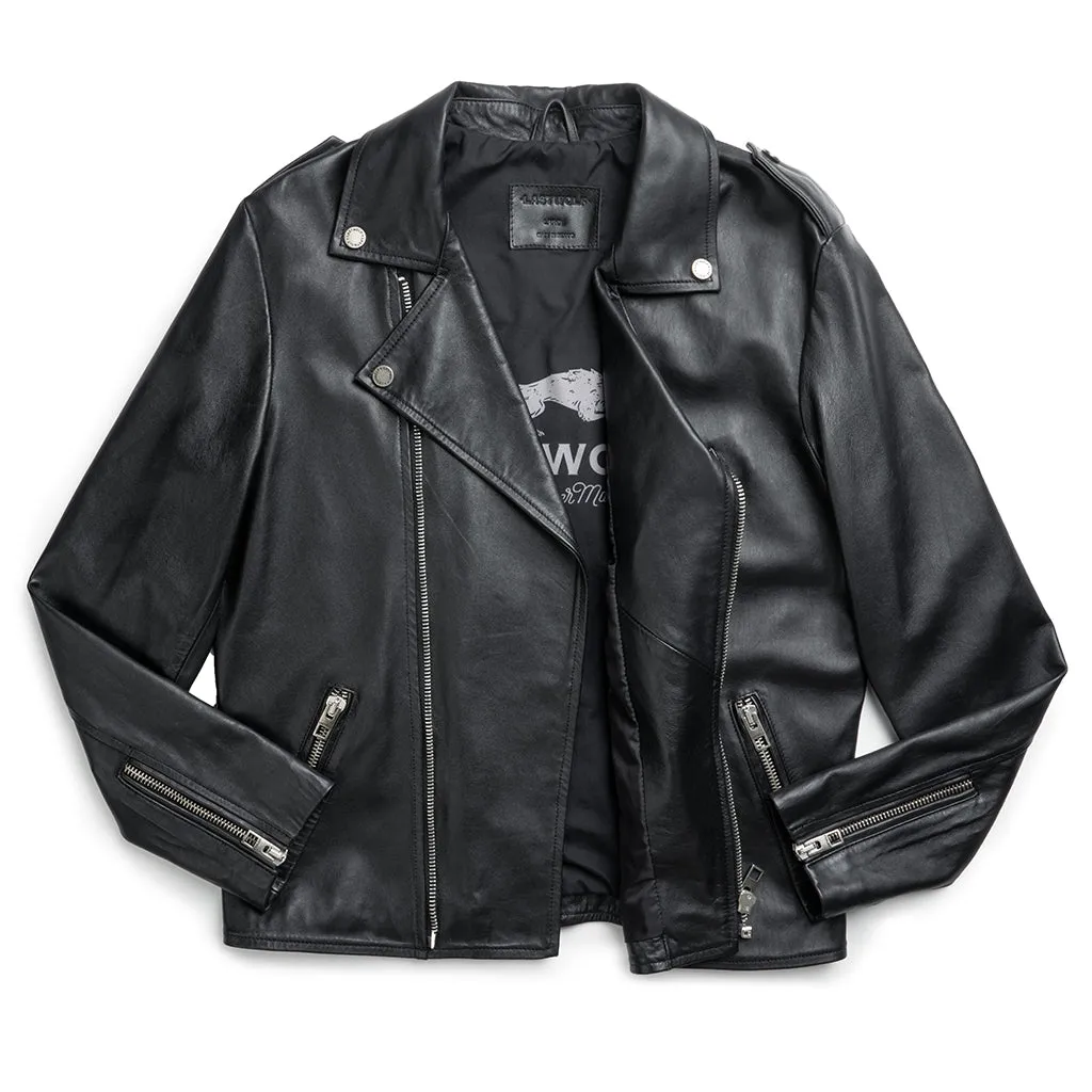 BORAH BIKER LEATHER JACKET - BLACK