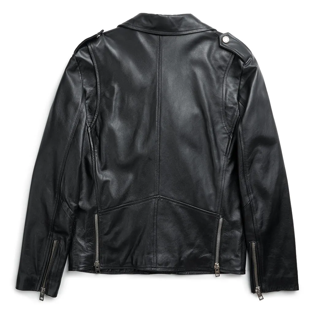 BORAH BIKER LEATHER JACKET - BLACK