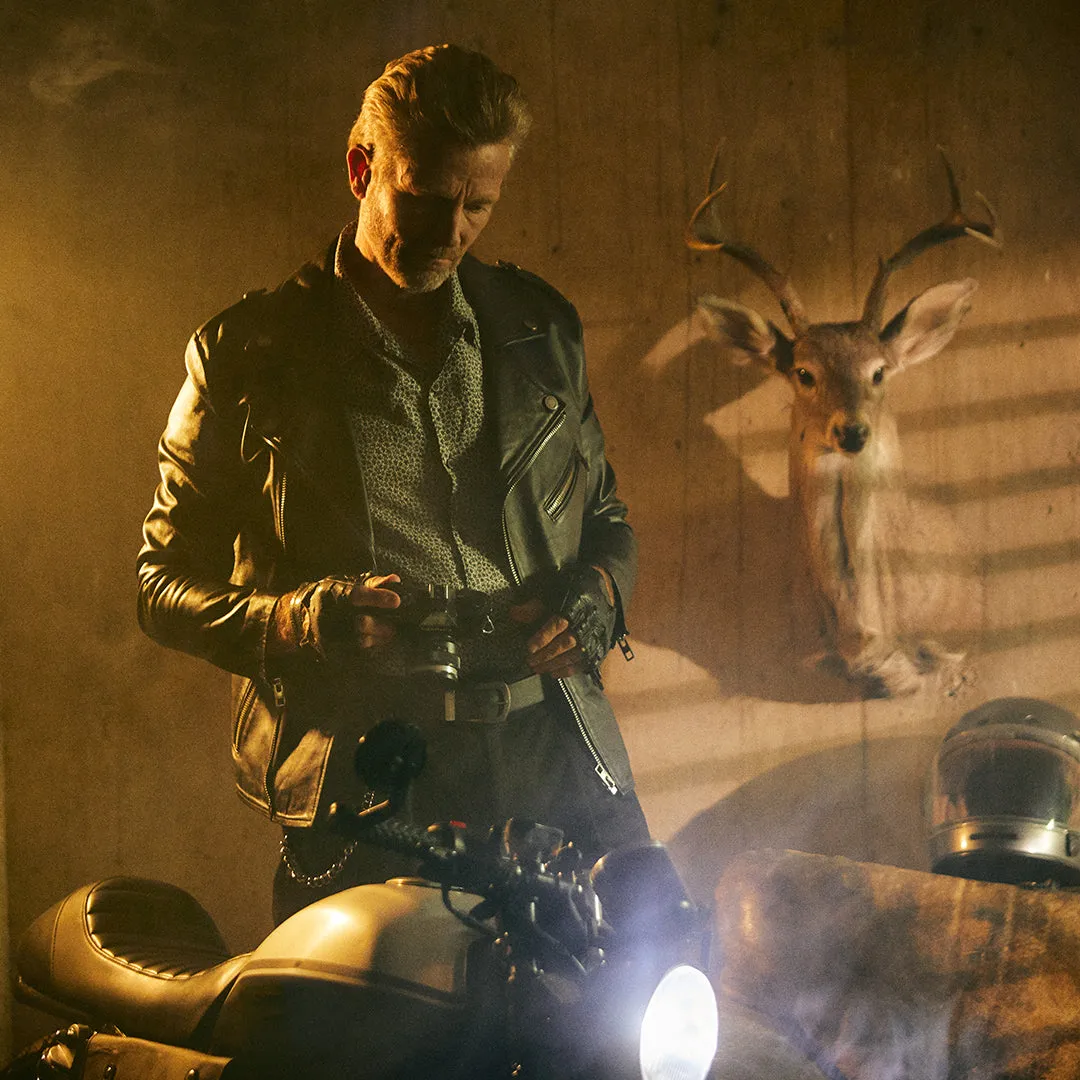 BORAH BIKER LEATHER JACKET - BLACK