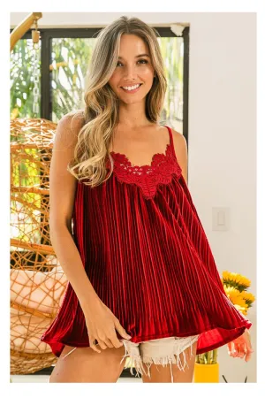 Boughs Of Holly Pleated Velvet Swing Top