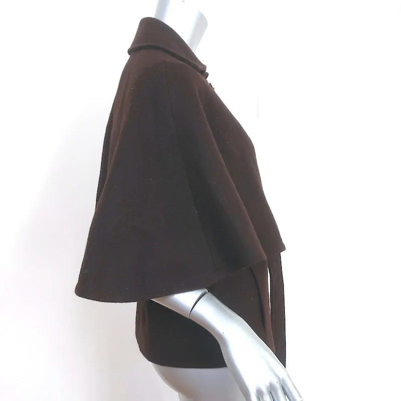 Burberry London Double Breasted Cape Jacket Dark Brown Mohair-Blend Size US 8