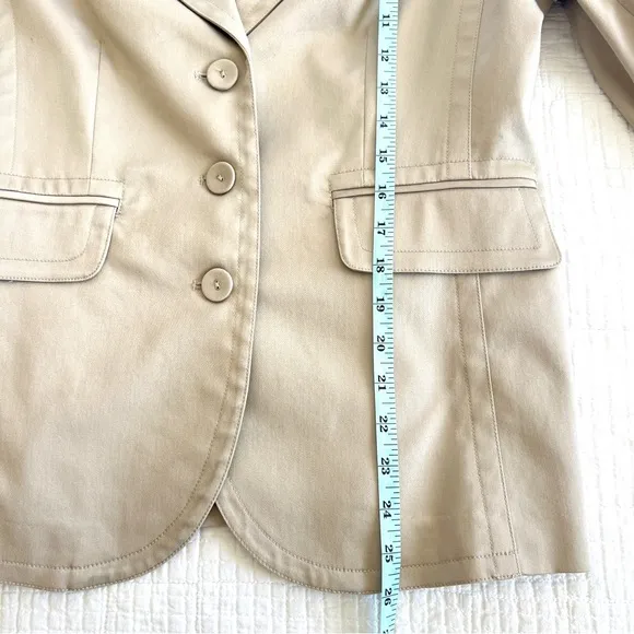 CAbi Khaki Tan Classic Stretch Cotton Blazer Size 8 Preppy Career Office