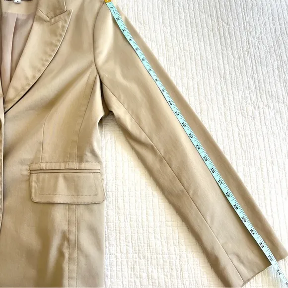 CAbi Khaki Tan Classic Stretch Cotton Blazer Size 8 Preppy Career Office