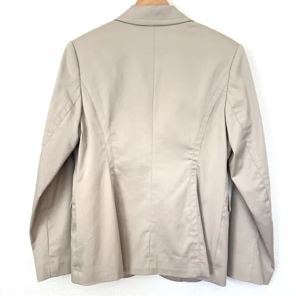 CAbi Khaki Tan Classic Stretch Cotton Blazer Size 8 Preppy Career Office