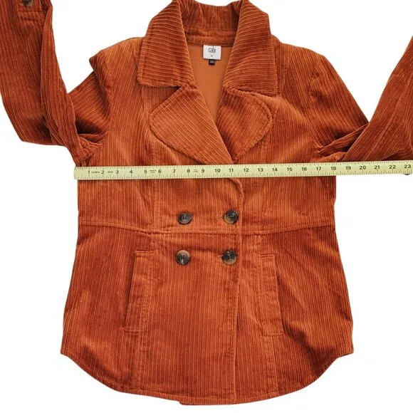 CAbi Professor Peacoat Corduroy Double Breasted Cognac Burnt Orange Jacket NEW