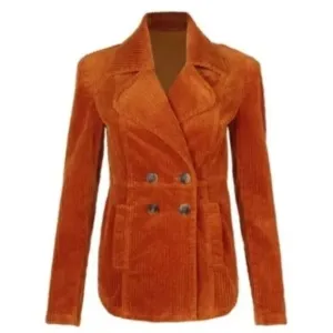 CAbi Professor Peacoat Corduroy Double Breasted Cognac Burnt Orange Jacket NEW