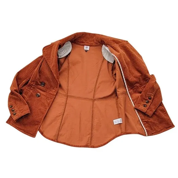 CAbi Professor Peacoat Corduroy Double Breasted Cognac Burnt Orange Jacket NEW