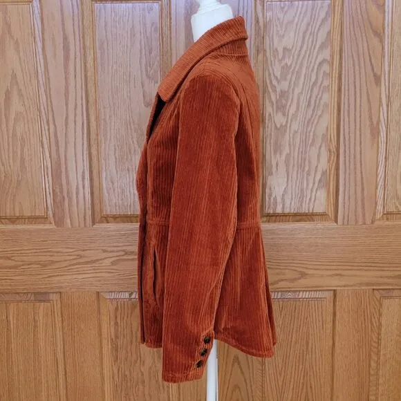 CAbi Professor Peacoat Corduroy Double Breasted Cognac Burnt Orange Jacket NEW