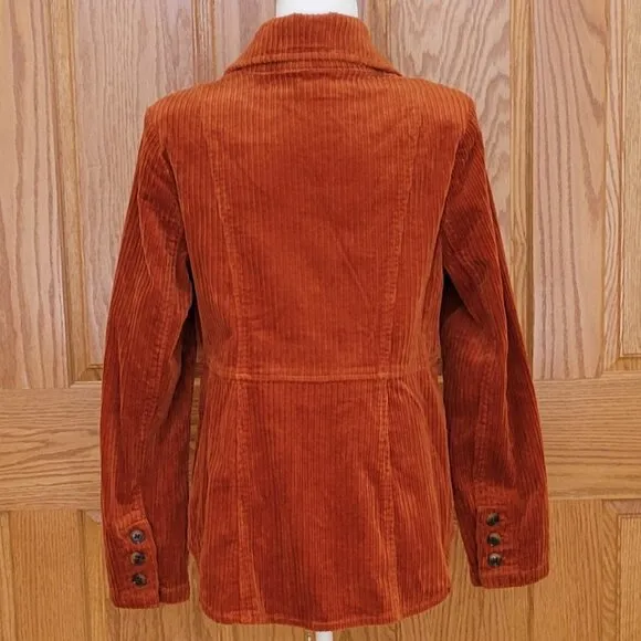 CAbi Professor Peacoat Corduroy Double Breasted Cognac Burnt Orange Jacket NEW