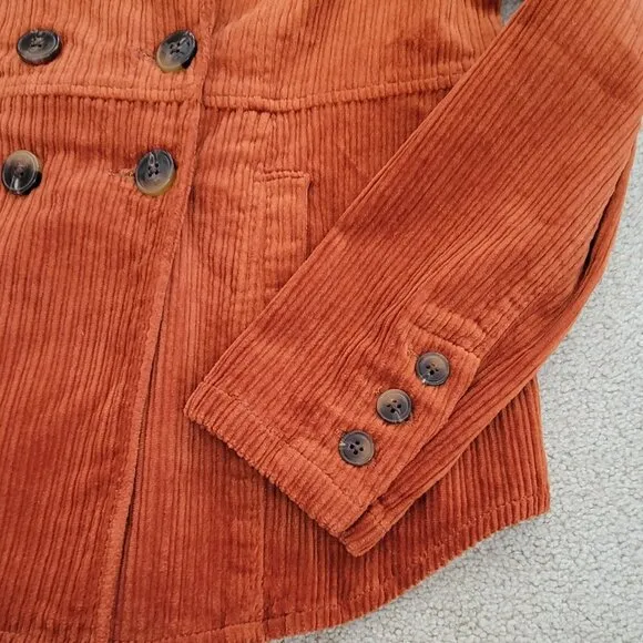 CAbi Professor Peacoat Corduroy Double Breasted Cognac Burnt Orange Jacket NEW