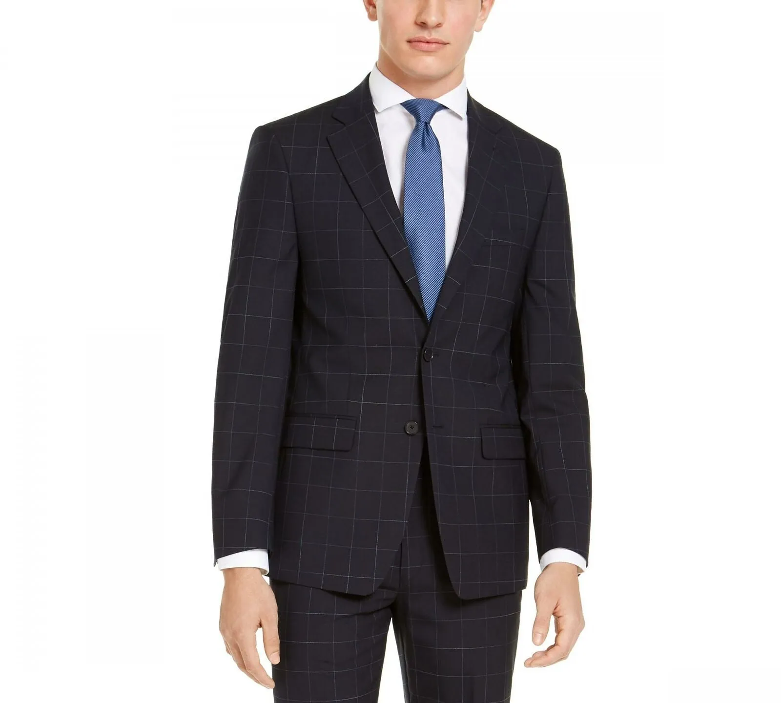 Calvin Klein Men's X-Fit Extra-Slim Stretch Wool Suit Jacket Navy Blue 42S