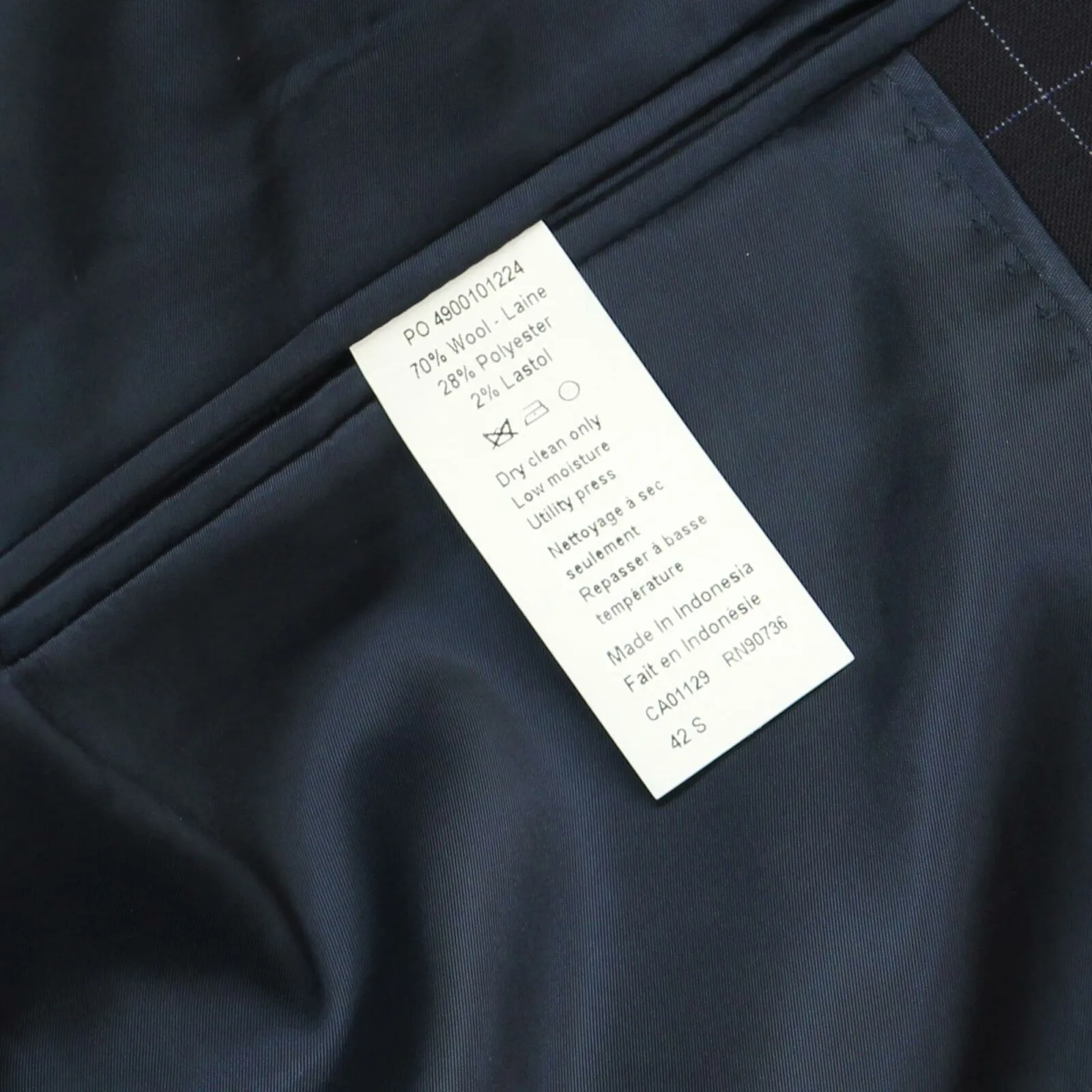 Calvin Klein Men's X-Fit Extra-Slim Stretch Wool Suit Jacket Navy Blue 42S