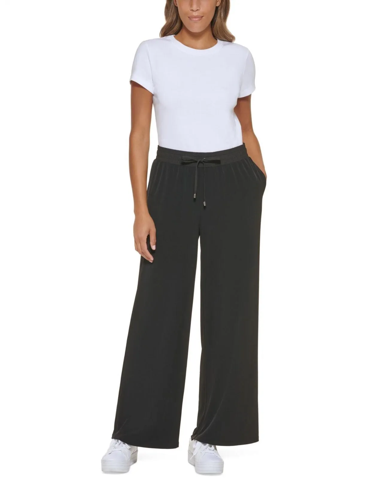 Calvin Klein Womens Jersey Wide Leg Pants M1LF7841