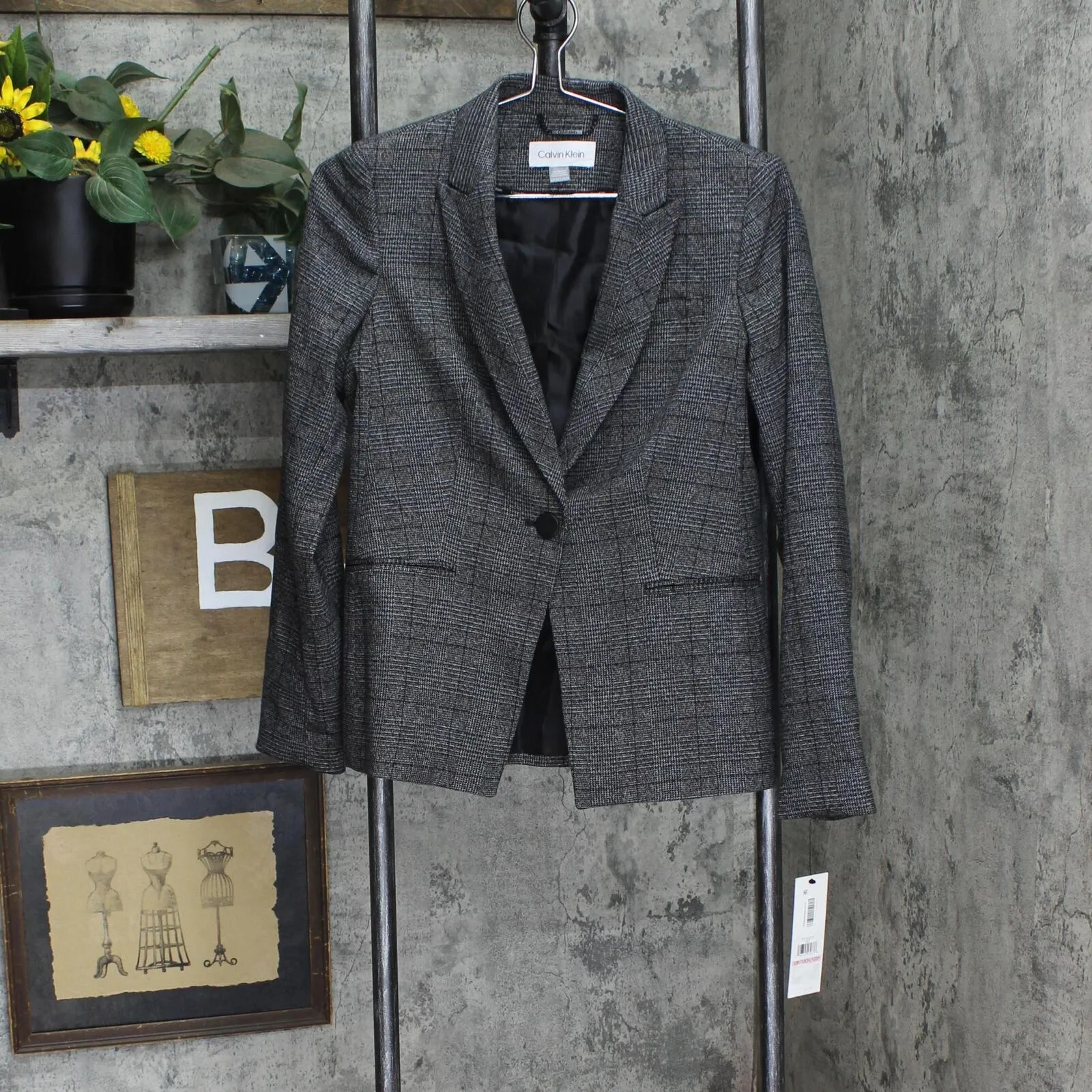 Calvin Klein Womens Petite Menswear One-Button Blazer Jacket T37JX21B