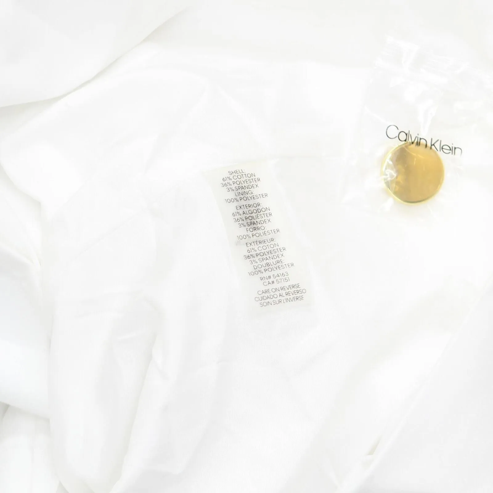 Calvin Klein Womens Petite Single-Button Grommet Blazer Jacket White 14P