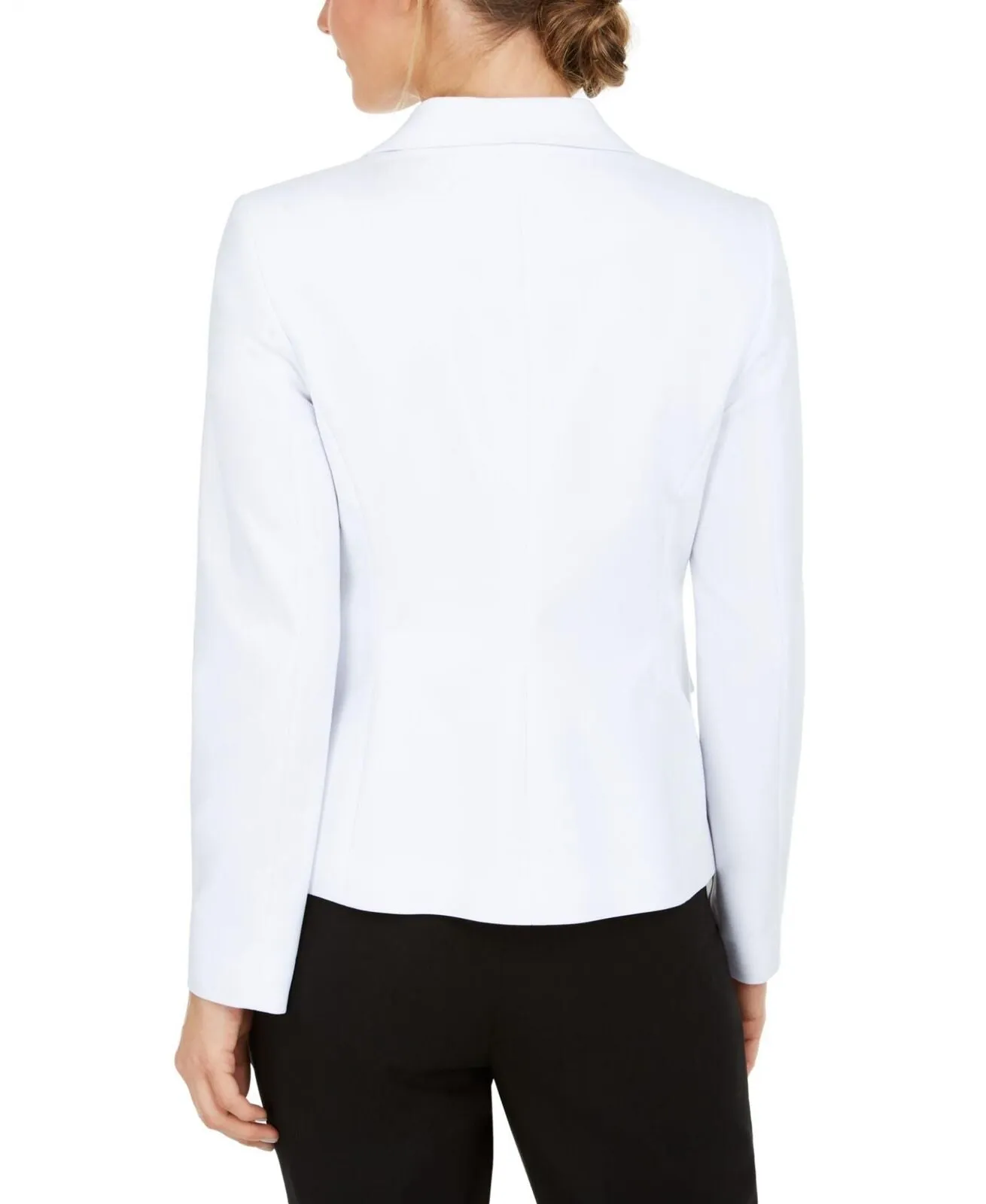 Calvin Klein Womens Petite Single-Button Grommet Blazer Jacket White 14P