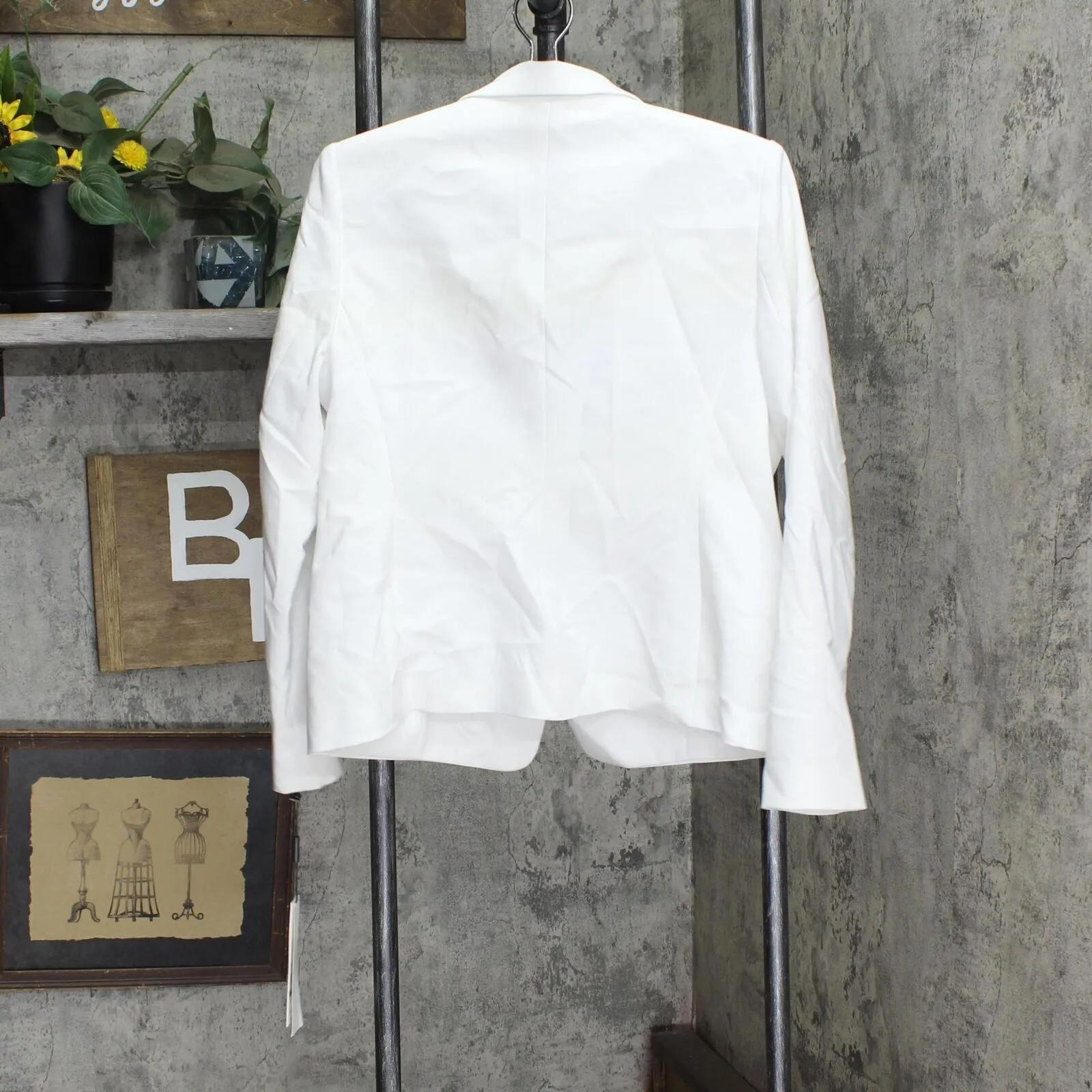 Calvin Klein Womens Petite Single-Button Grommet Blazer Jacket White 14P