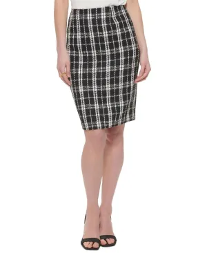 Calvin Klein Womens Petite Tweed Knee-Length Pencil Skirt T29SZ140