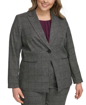 Calvin Klein Womens Plus Size Menswear One-Button Blazer Jacket X37JX21B