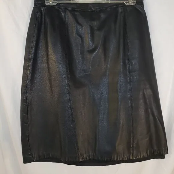 Cedars Vintage Black Leather Lined Skirt Size 12