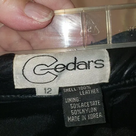 Cedars Vintage Black Leather Lined Skirt Size 12