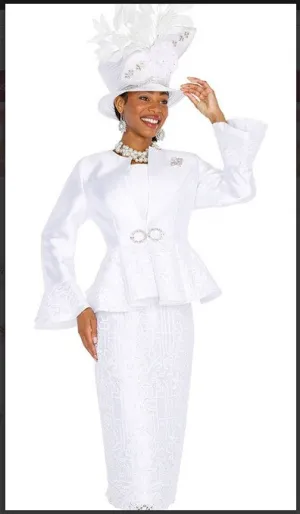 Champagne Italy 5829 3PC Long Sleeve Suit With Crystal Buckle