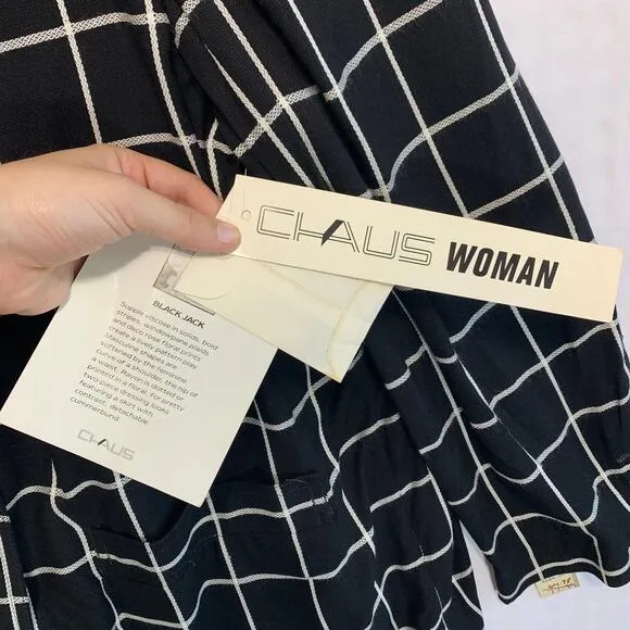 Chaus Woman Vintage Windowpane Plaid Double Breasted Jacket NWT Size 22W