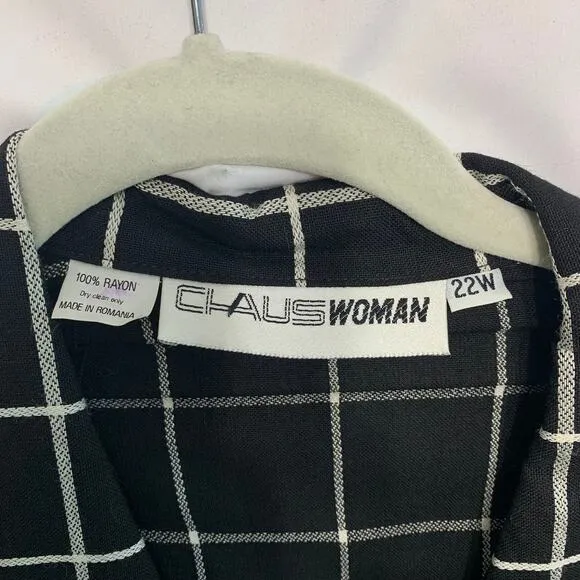 Chaus Woman Vintage Windowpane Plaid Double Breasted Jacket NWT Size 22W